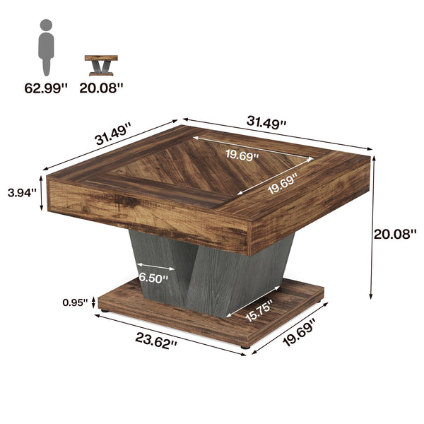 Square Coffee Table for Living Room – 31.5" Modern Cocktail Accent Table