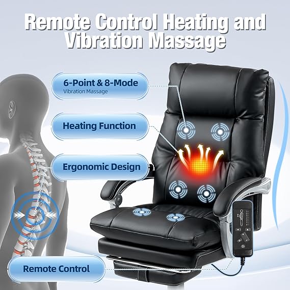 Ergonomic Massage Office Chair with Footrest