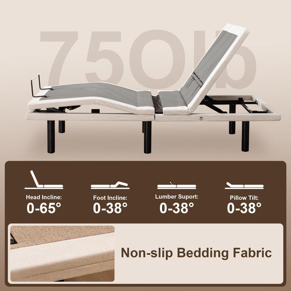 Adjustable Bed Frame with Massage, Zero Gravity & Lumbar Support