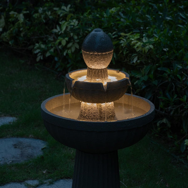 Outdoor LED Water Fountain with Cascading Waterfall
