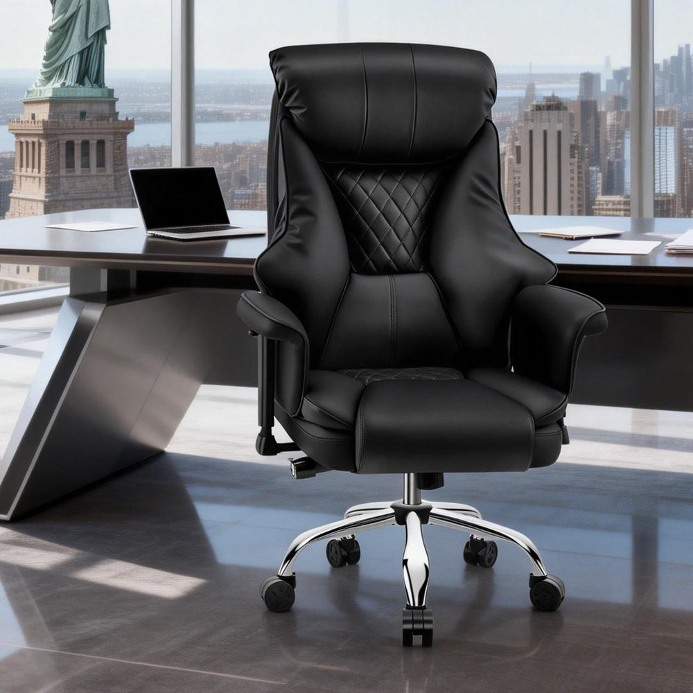 Big & Tall High-Back Leather Office Chair with Adjustable Lumbar Support