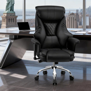 Big & Tall High-Back Leather Office Chair with Adjustable Lumbar Support
