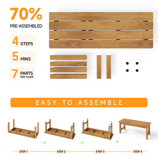 Outdoor HDPS Patio Bench – 2-Person Weatherproof Garden Bench