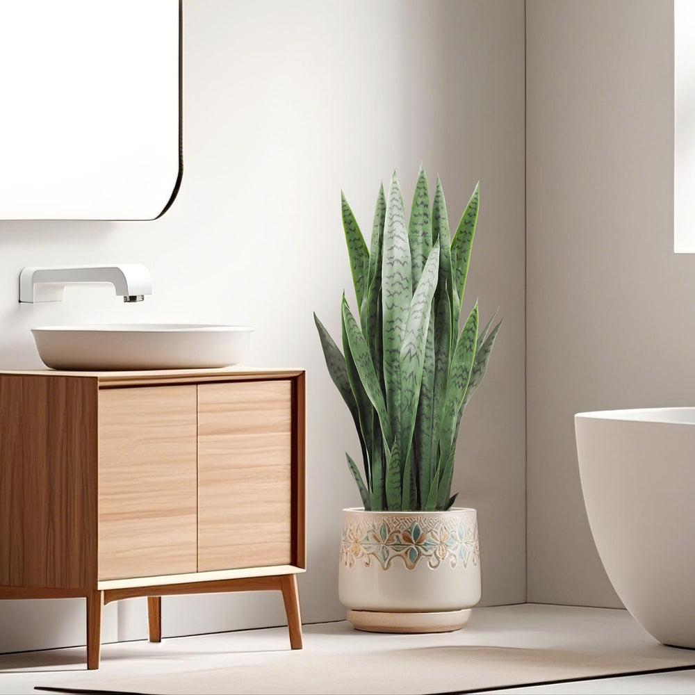 Artificial Snake Plant with Thick PE Leaves – Indoor & Outdoor Faux Sansevieria