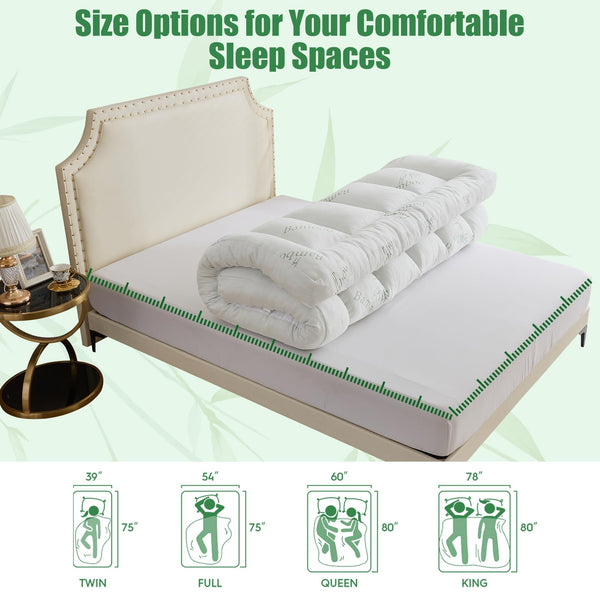 5-Inch Memory Foam Mattress Topper with Bamboo Viscose Cover