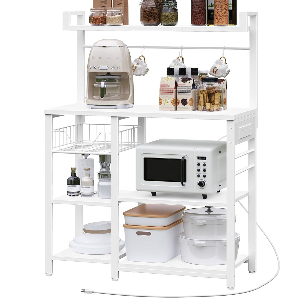 Baker's Rack with Power Outlets & Mesh Basket