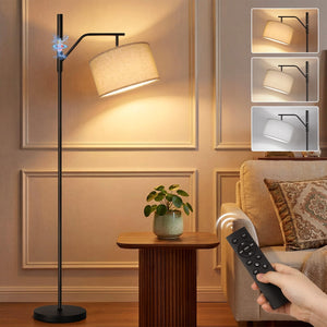 Cordless Rechargeable LED Floor Lamp with Remote & Linen Shade