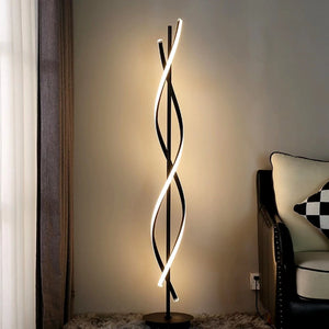 Modern Spiral LED Floor Lamp with Remote Control – 30W Dimmable, 3 Color Temperatures, 53 Inch