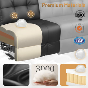 2-in-1 Convertible Recliner Loveseat Sofa with Massage & LED Lights