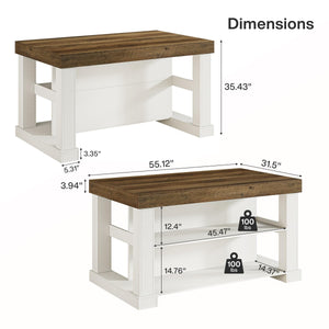 55-Inch Kitchen Island with Seating and Storage
