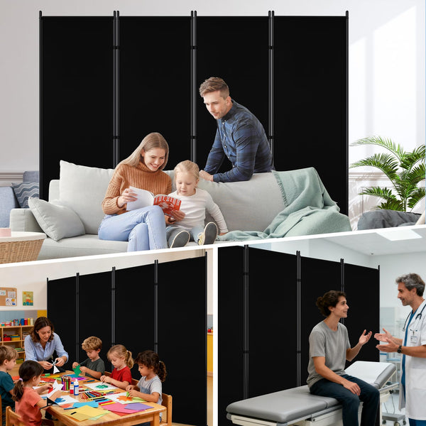 4-Panel Room Divider, 6 ft Folding Privacy Screen
