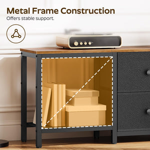 47-Inch TV Stand with 2 Fabric Drawers & Mesh Shelves – Fits TVs up to 55"