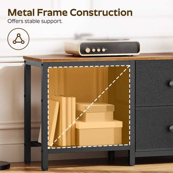 47-Inch TV Stand with 2 Fabric Drawers & Mesh Shelves – Fits TVs up to 55"