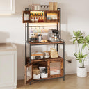 Baker's Rack with Cabinet, Power Outlet & LED Lights