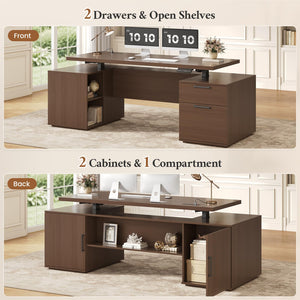 Electric Standing Desk with Dual-Side Storage & Power Outlets