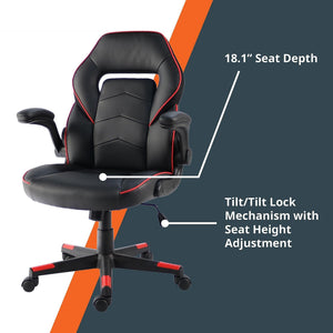 Ergonomic Gaming Chair with Flip-Up Armrests & 360° Swivel
