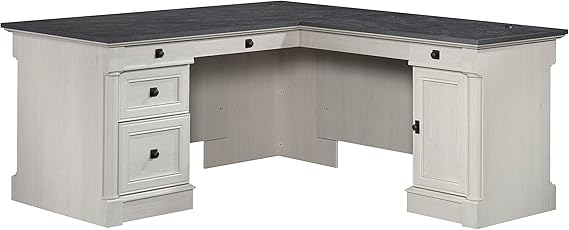 L-Shaped Executive Desk with File Cabinet & Storage Drawers