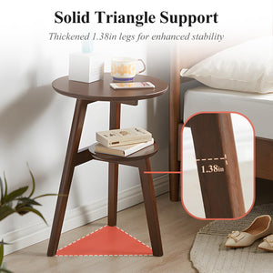 2-Tier Round End Table with Storage Shelf