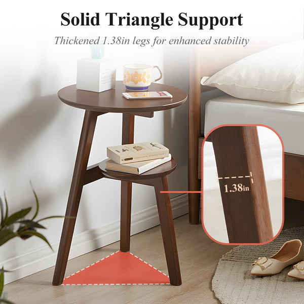 2-Tier Round End Table with Storage Shelf
