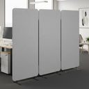 Acoustic Office Partition Wall Divider – 3-Panel, 72" x 67", Grey