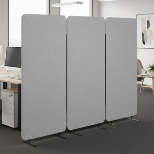 Acoustic Office Partition Wall Divider – 3-Panel, 72" x 67", Grey