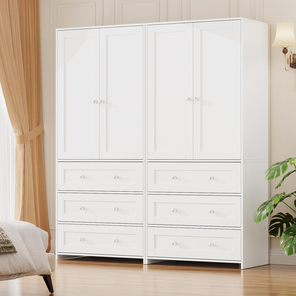 Armoire Wardrobe Closet with Mirror & Drawers