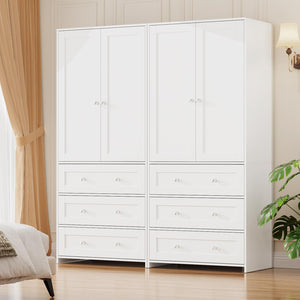 Armoire Wardrobe Closet with Mirror & Drawers