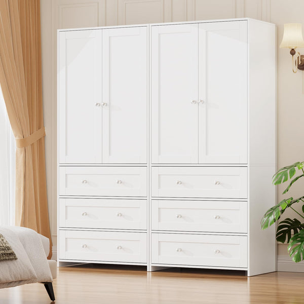 Armoire Wardrobe Closet with Mirror & Drawers
