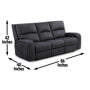 Power Reclining Sofa with USB Charging – Zero Wall Hugger, Grey