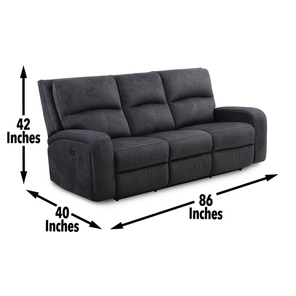 Power Reclining Sofa with USB Charging – Zero Wall Hugger, Grey