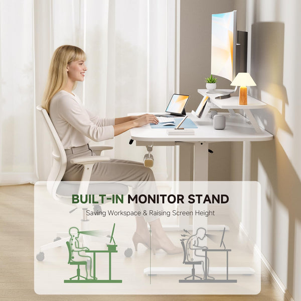 Electric Standing Desk with Drawers & Monitor Stand