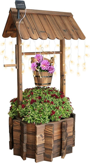 Rustic Wooden Wagon Planter