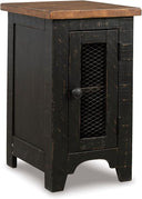 Farmhouse Chairside End Table with Cabinet Door