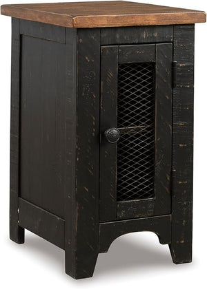 Farmhouse Chairside End Table with Cabinet Door