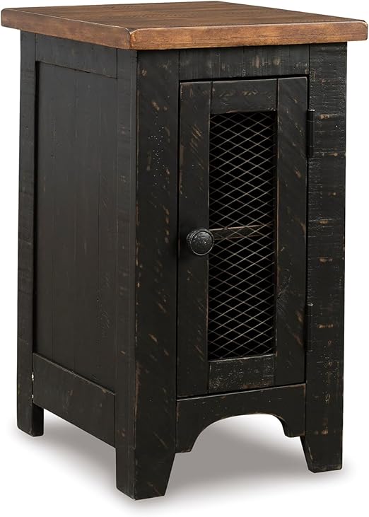 Farmhouse Chairside End Table with Cabinet Door