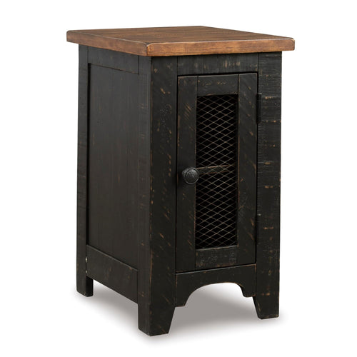 Rustic Farmhouse Chair Side End Table with Cabinet Door