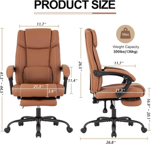 Reclining Office Chair with Footrest & Lumbar Support