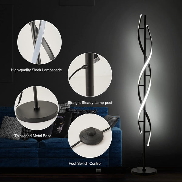 Spiral LED Dimmable Floor Lamp with Remote Control