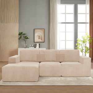 3-Piece Modular Cloud Sectional Sofa – Corduroy, No Assembly Required