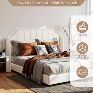 Queen Size Velvet Tufted Wingback Headboard