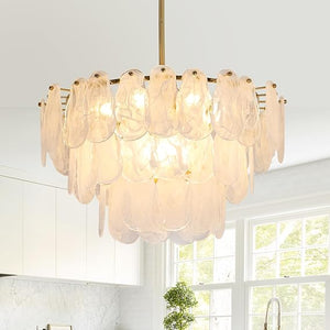 Cloud Glass Chandelier – Gold Modern Ceiling Light Fixture