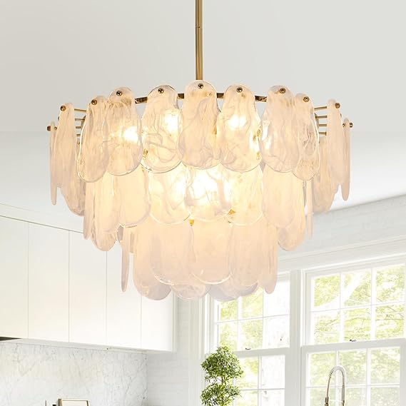Cloud Glass Chandelier – Gold Modern Ceiling Light Fixture