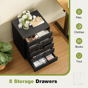 5-Drawer Mobile Storage Chest with Wheels