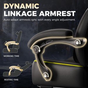 Gaming Chair with Footrest, High Back, 350 lbs Capacity