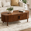 Round Coffee Table with Sliding Doors