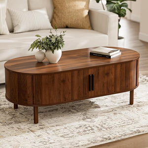 Round Coffee Table with Sliding Doors