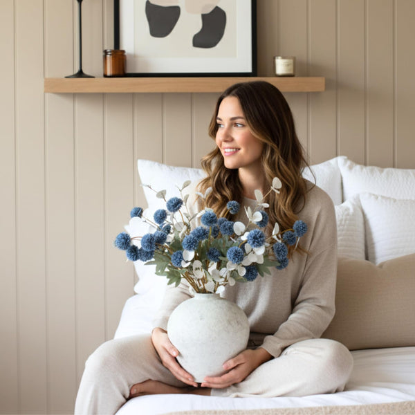 Large Round Ceramic Vase – Rustic Farmhouse Decor