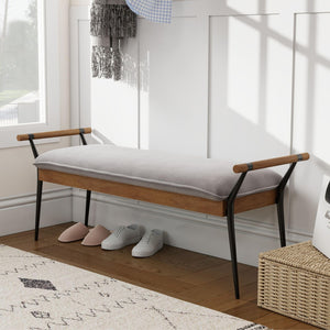 Upholstered Entryway Bench with Metal Legs