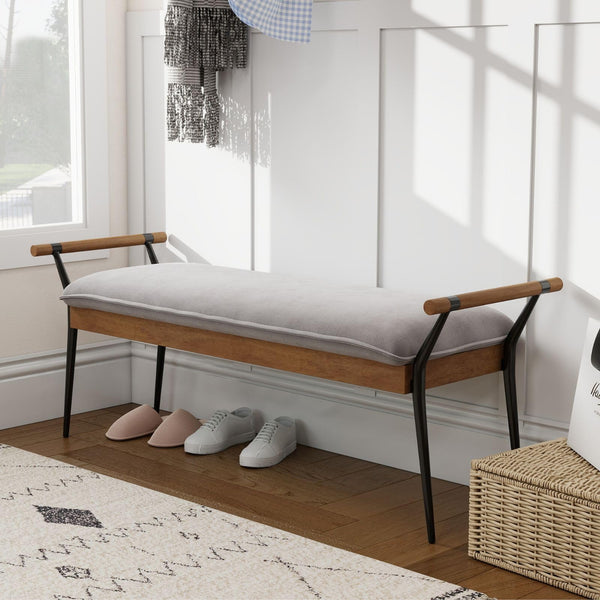 Upholstered Entryway Bench with Metal Legs