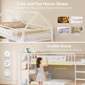 Twin Low Bunk Bed with Storage Drawers & House Design